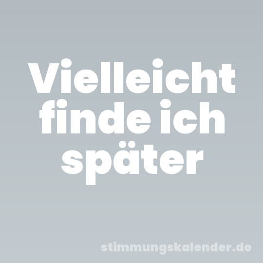 Vielleicht finde ich später