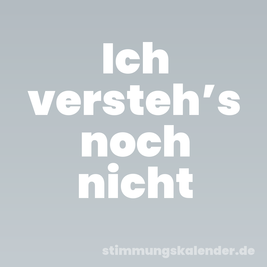 Ich versteh’s noch nicht