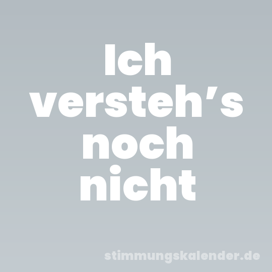 Ich versteh’s noch nicht