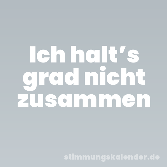 Ich halt’s grad nicht zusammen