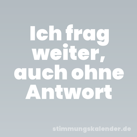 Ich frag weiter, auch ohne Antwort