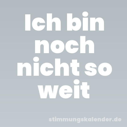 Ich bin noch nicht so weit