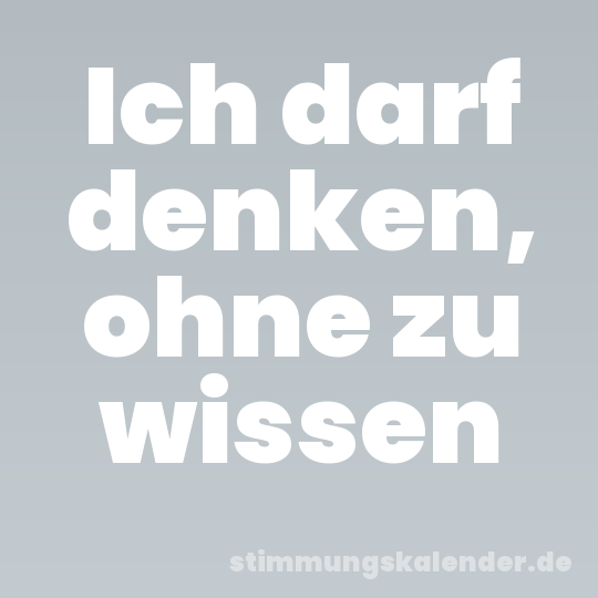 Ich darf denken, ohne zu wissen