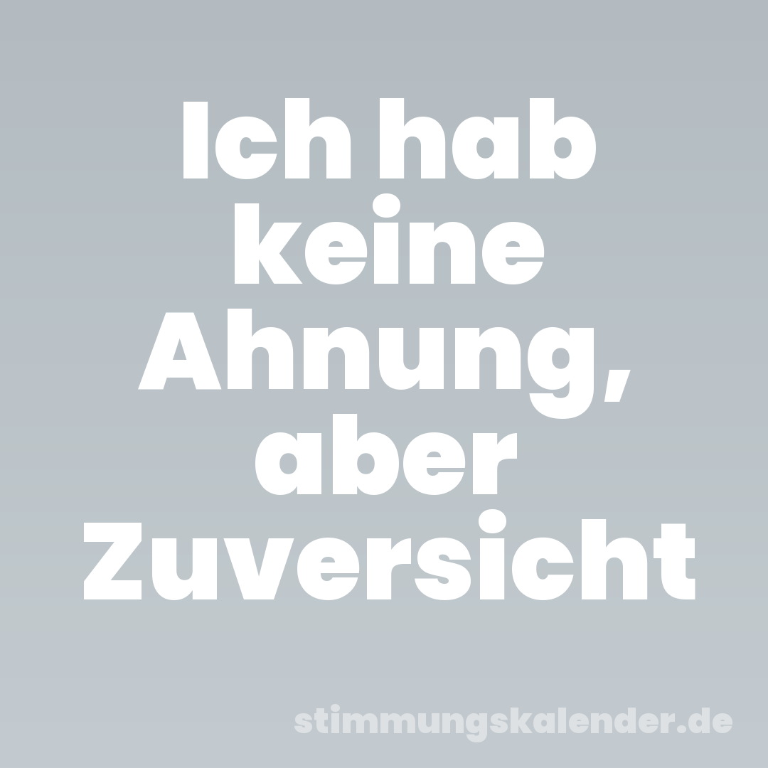 Ich hab keine Ahnung, aber Zuversicht