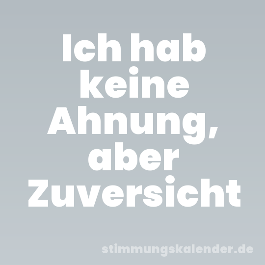 Ich hab keine Ahnung, aber Zuversicht