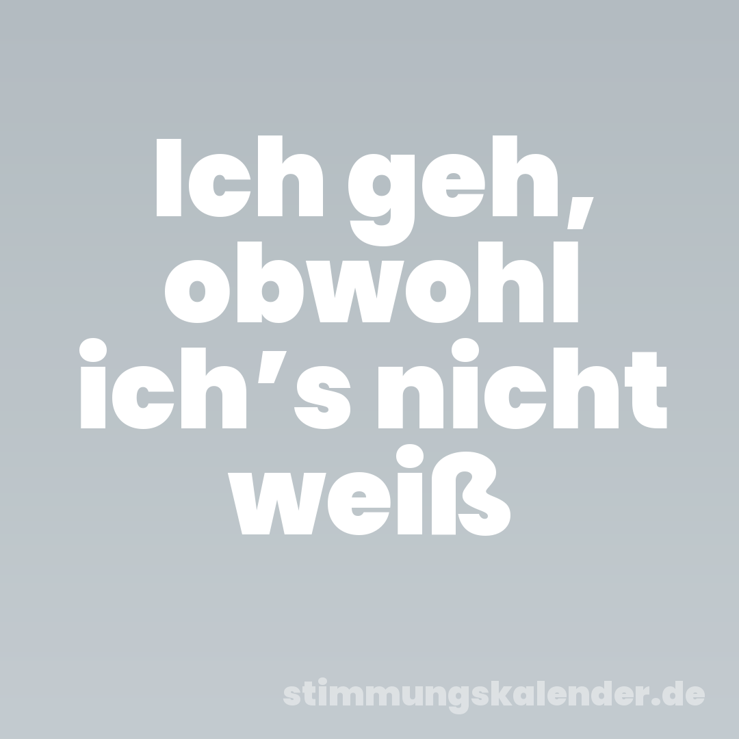 Ich geh, obwohl ich’s nicht weiß