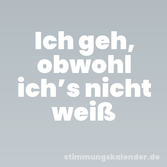 Ich geh, obwohl ich’s nicht weiß