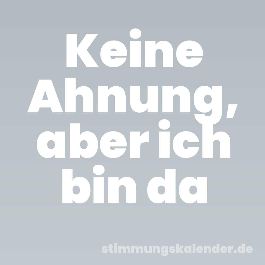Keine Ahnung, aber ich bin da