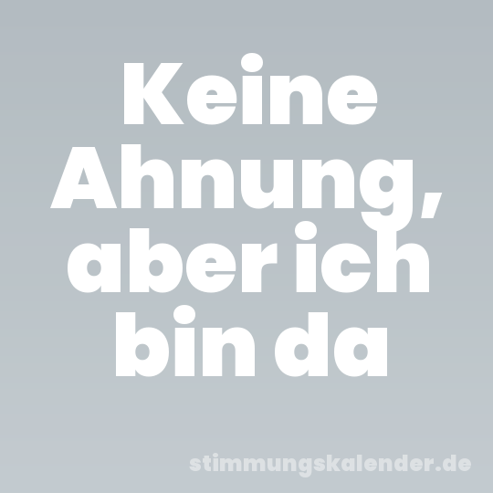 Keine Ahnung, aber ich bin da