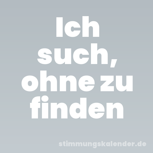 Ich such, ohne zu finden