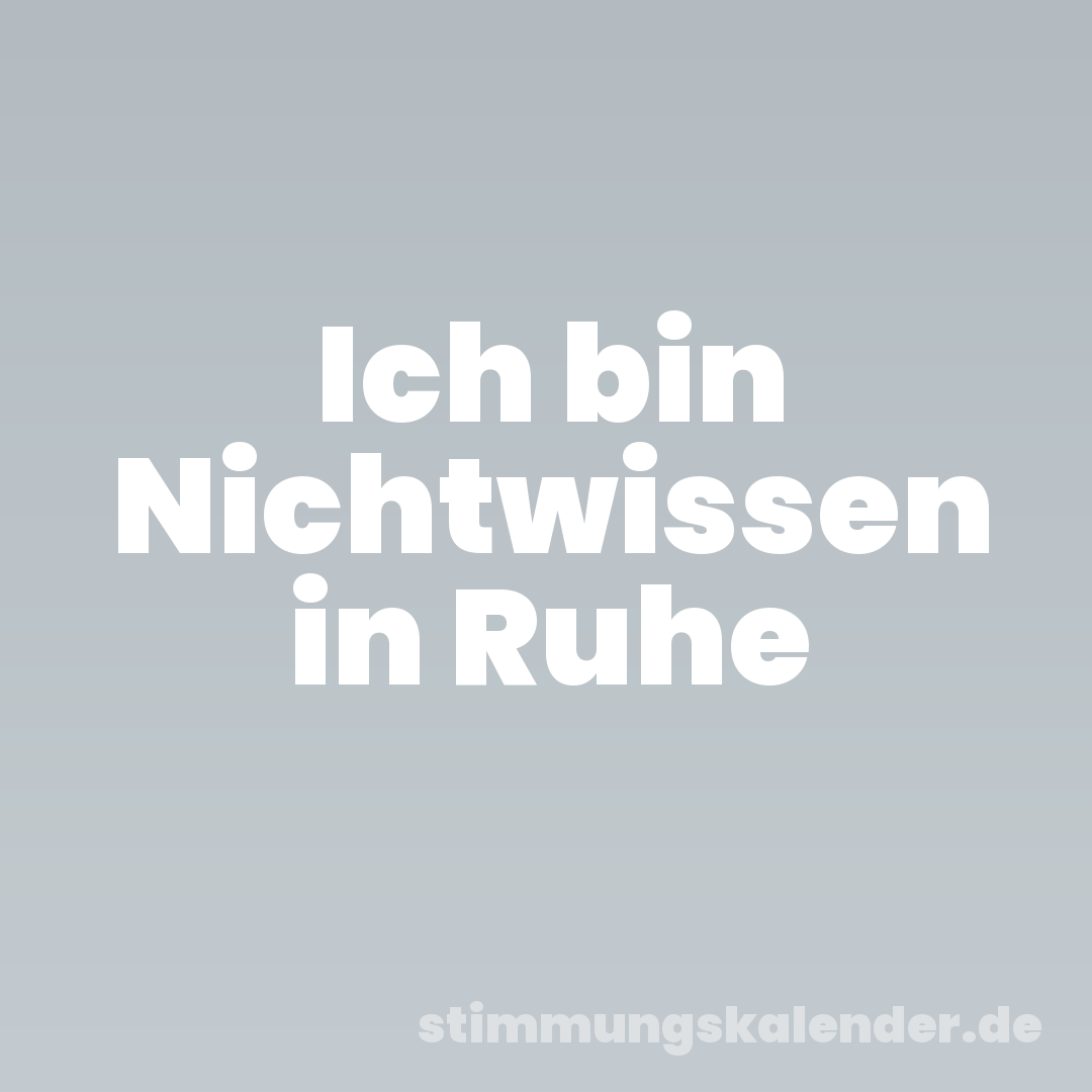 Ich bin Nichtwissen in Ruhe
