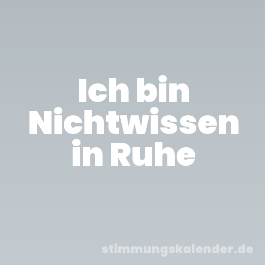 Ich bin Nichtwissen in Ruhe