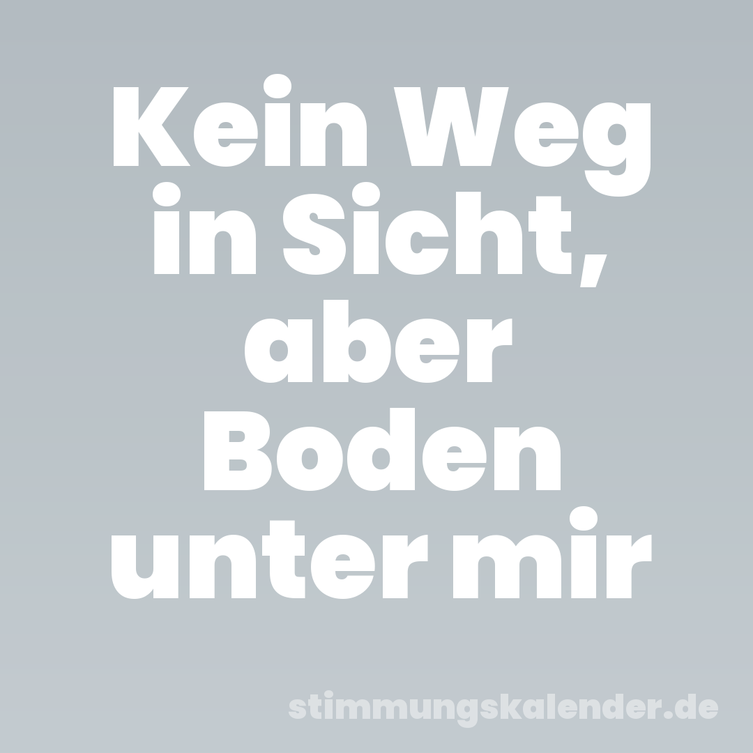 Kein Weg in Sicht, aber Boden unter mir