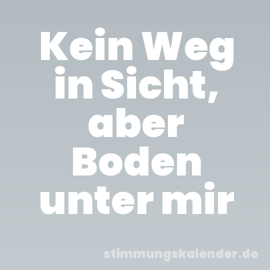 Kein Weg in Sicht, aber Boden unter mir