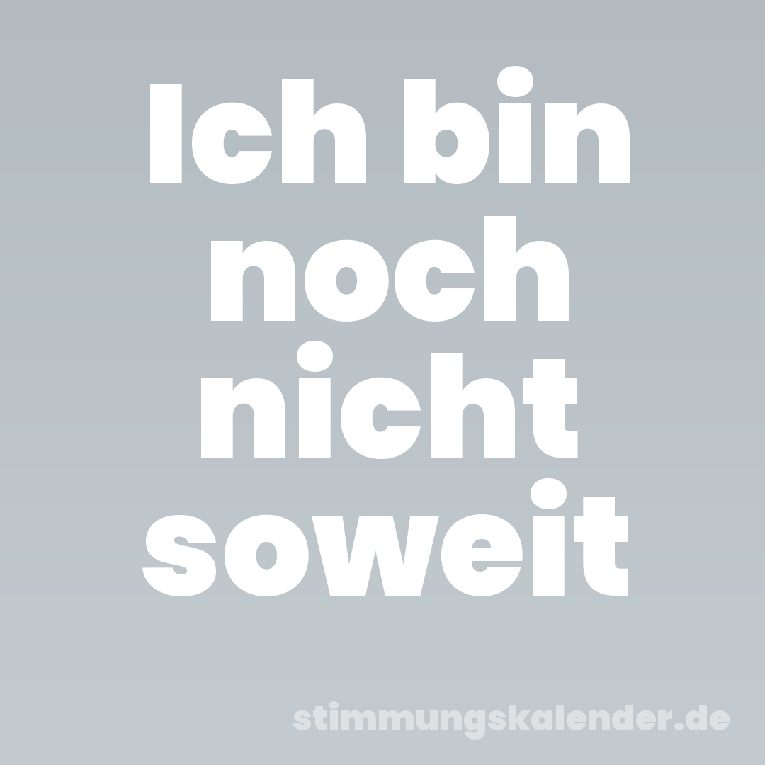 Ich bin noch nicht soweit