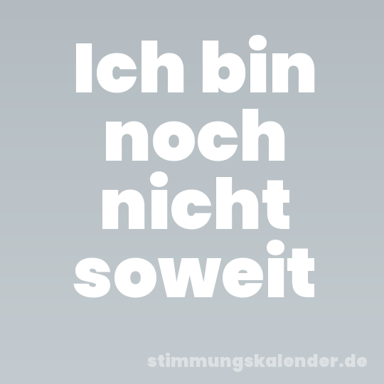 Ich bin noch nicht soweit