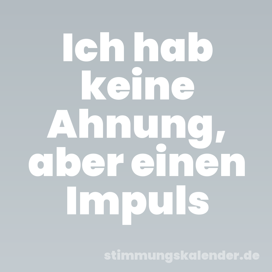 Ich hab keine Ahnung, aber einen Impuls