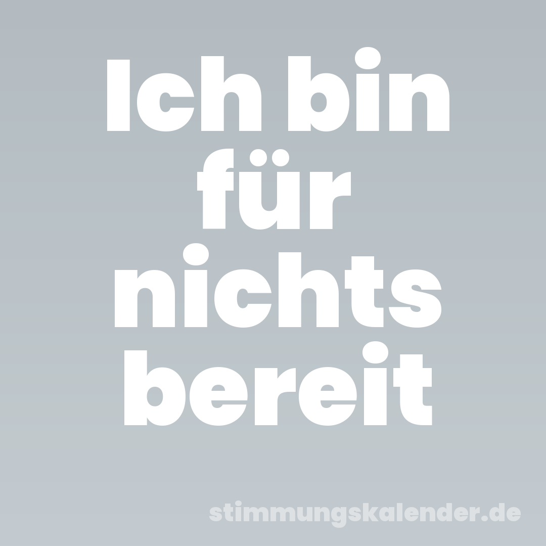 Ich bin für nichts bereit