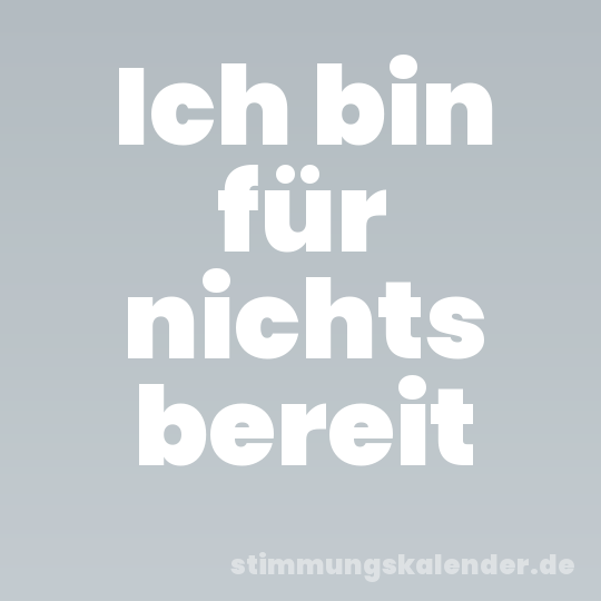 Ich bin für nichts bereit