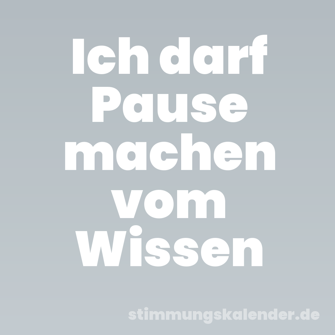 Ich darf Pause machen vom Wissen