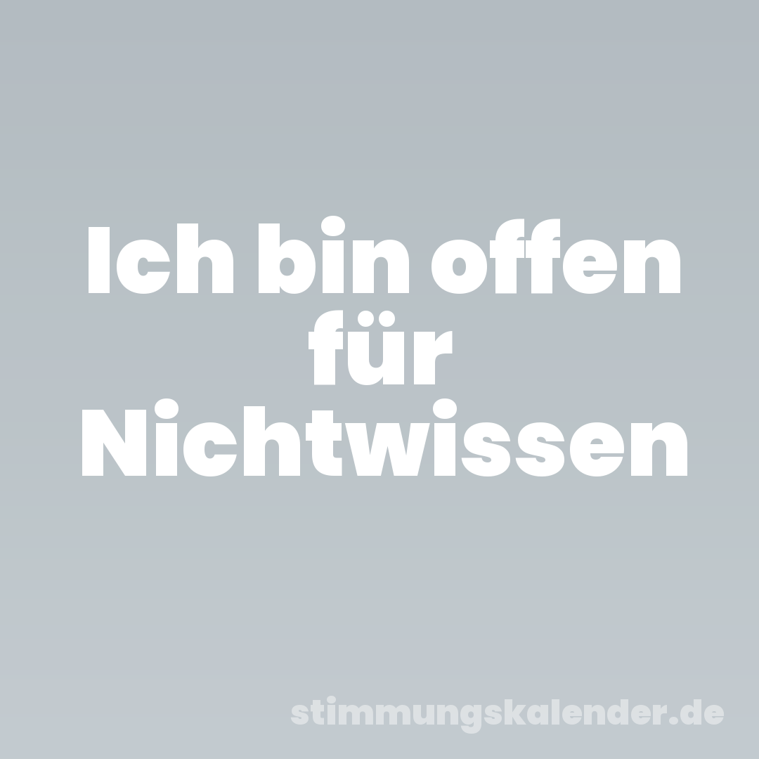 Ich bin offen für Nichtwissen