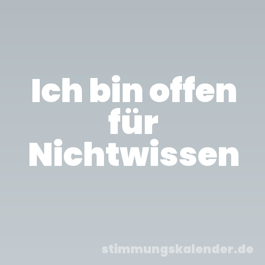 Ich bin offen für Nichtwissen