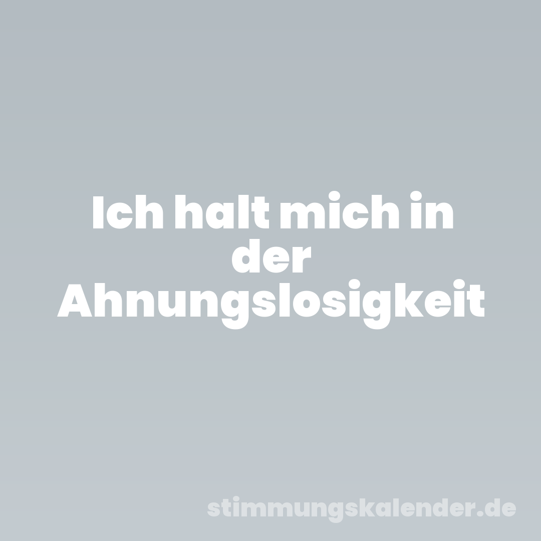 Ich halt mich in der Ahnungslosigkeit