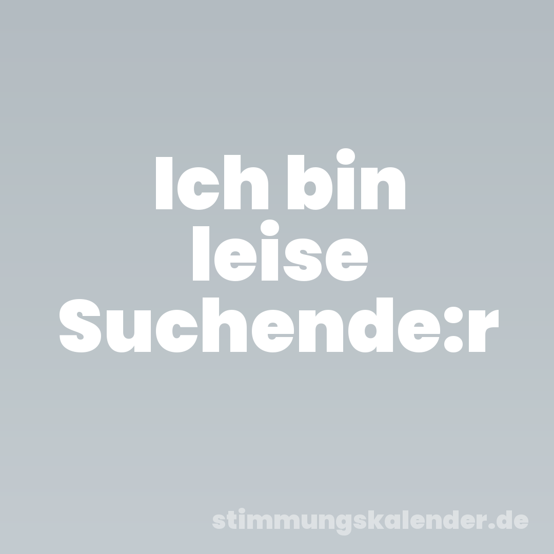 Ich bin leise Suchende:r