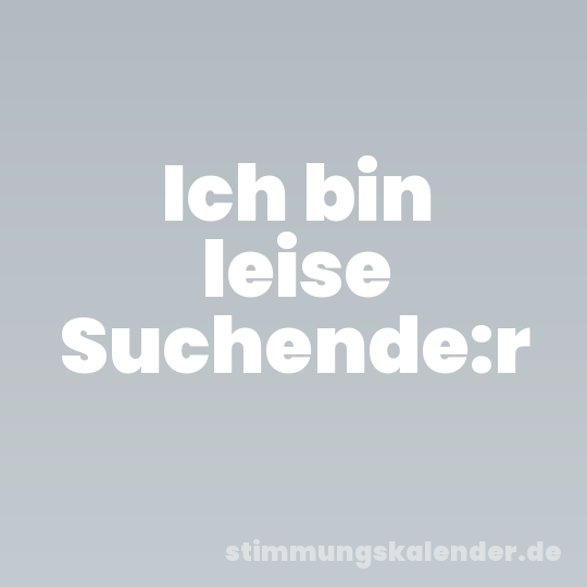 Ich bin leise Suchende:r