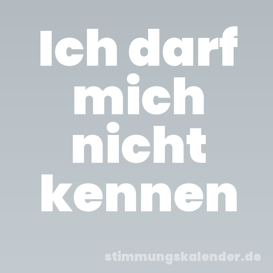 Ich darf mich nicht kennen