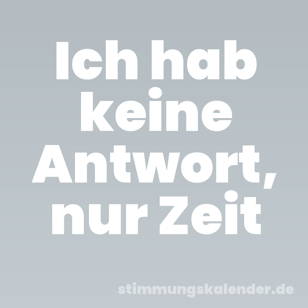 Ich hab keine Antwort, nur Zeit