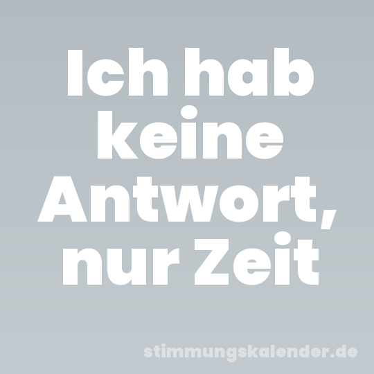Ich hab keine Antwort, nur Zeit