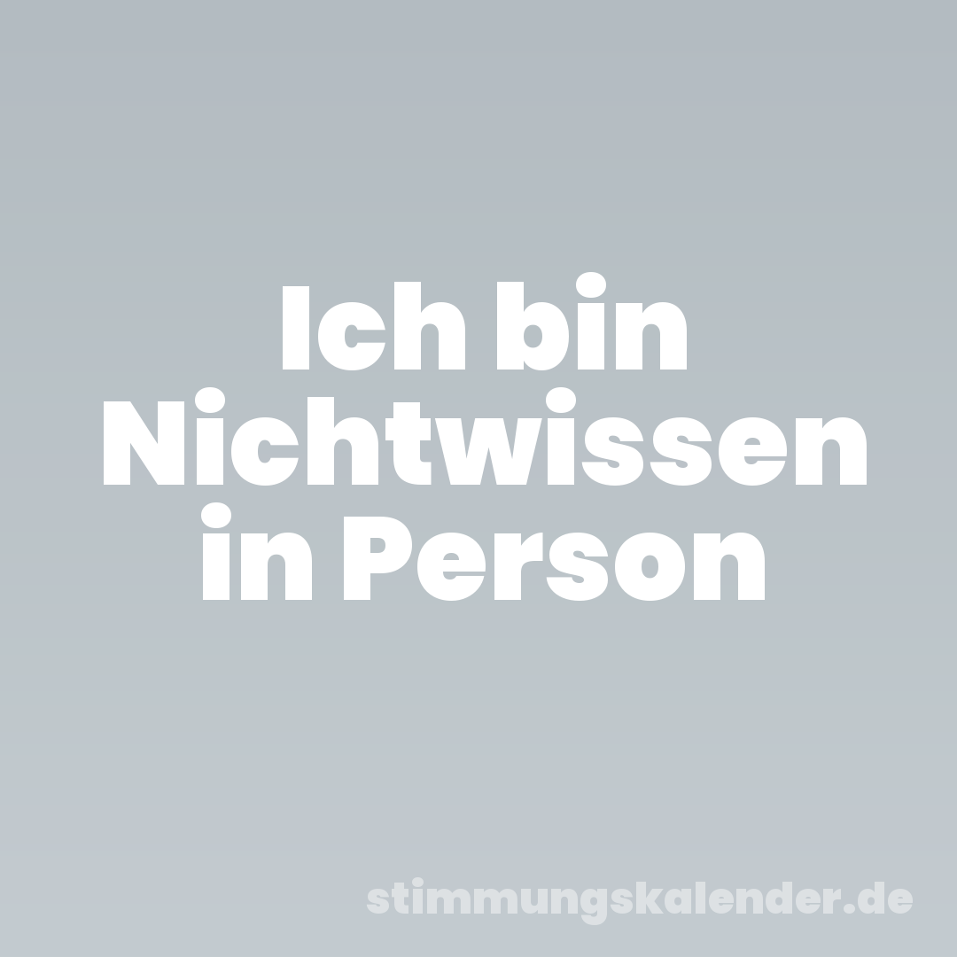 Ich bin Nichtwissen in Person