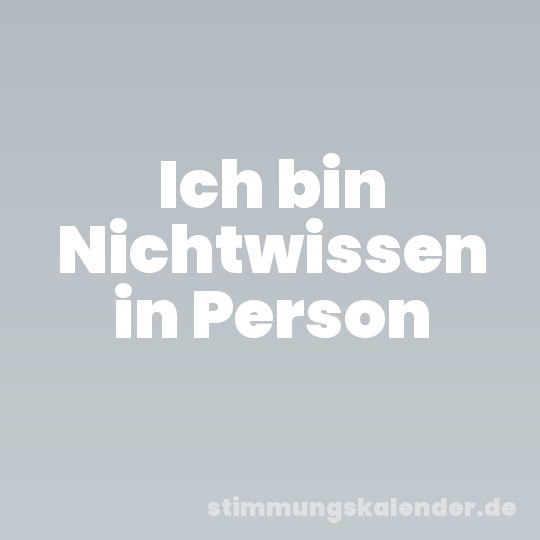 Ich bin Nichtwissen in Person