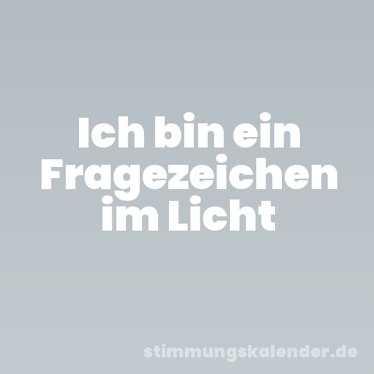 Ich bin ein Fragezeichen im Licht