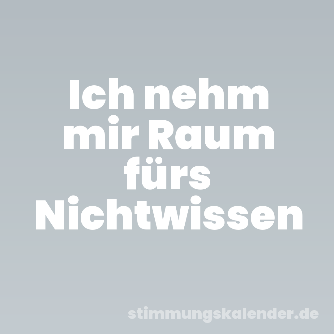 Ich nehm mir Raum fürs Nichtwissen