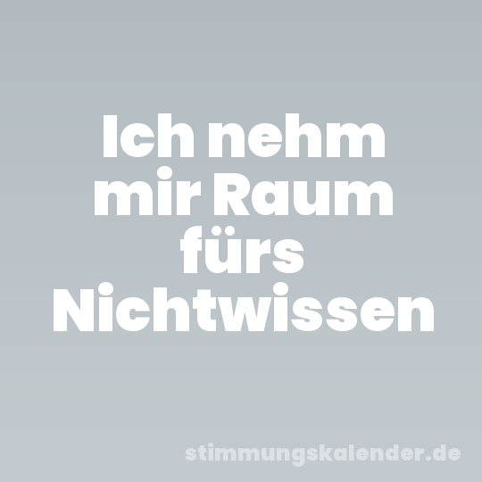 Ich nehm mir Raum fürs Nichtwissen