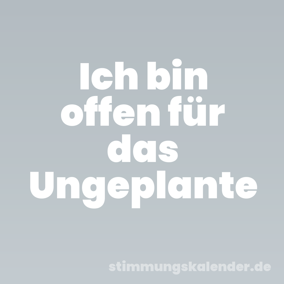 Ich bin offen für das Ungeplante
