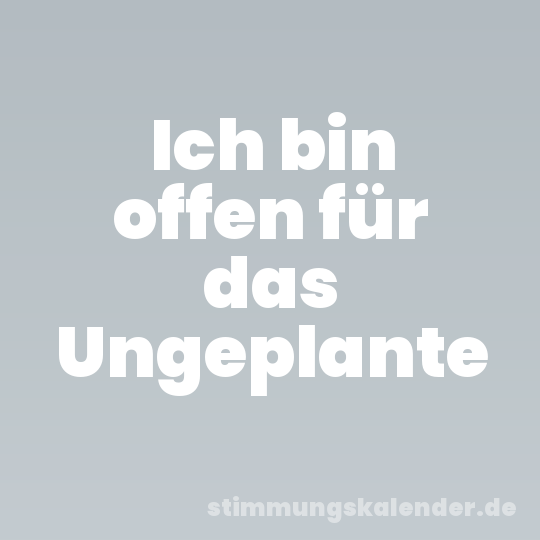 Ich bin offen für das Ungeplante