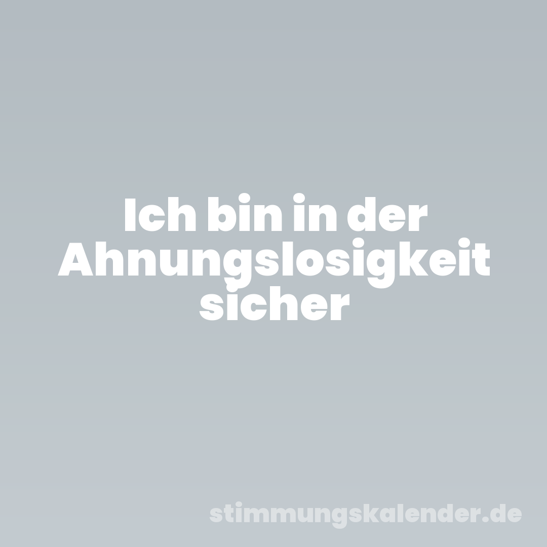 Ich bin in der Ahnungslosigkeit sicher