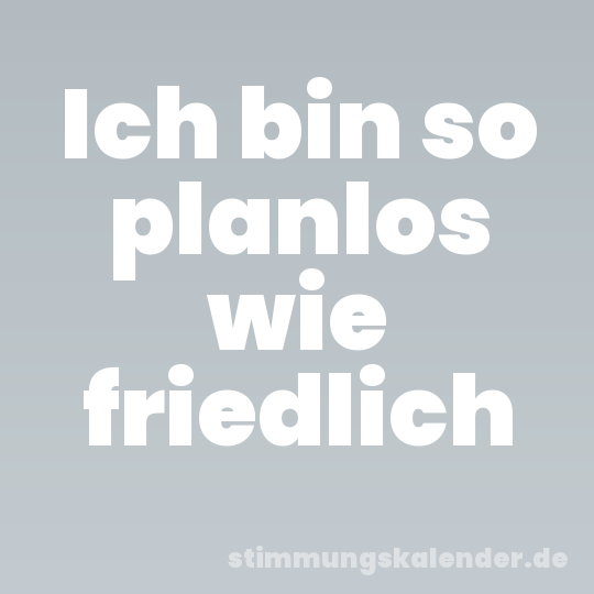 Ich bin so planlos wie friedlich