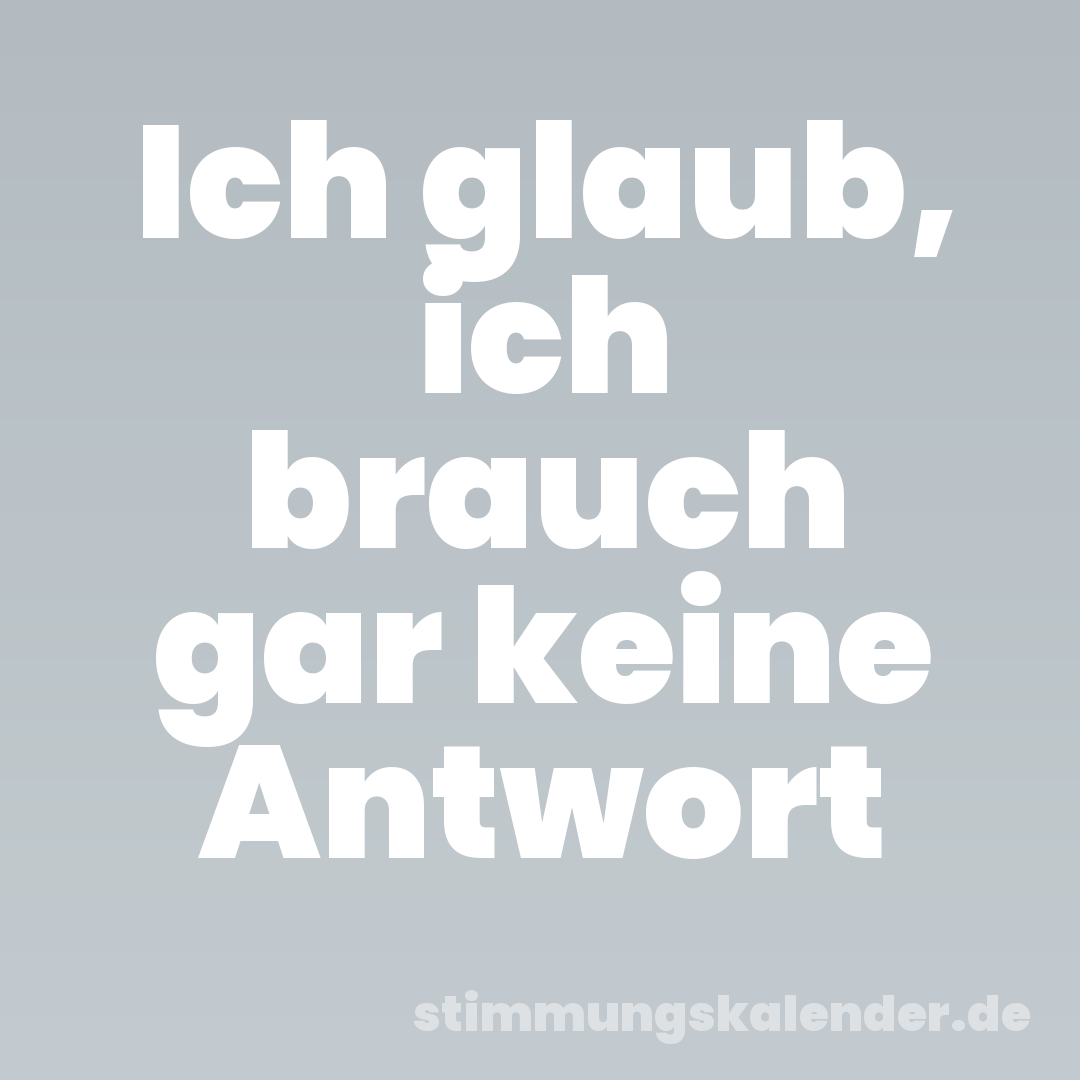 Ich glaub, ich brauch gar keine Antwort