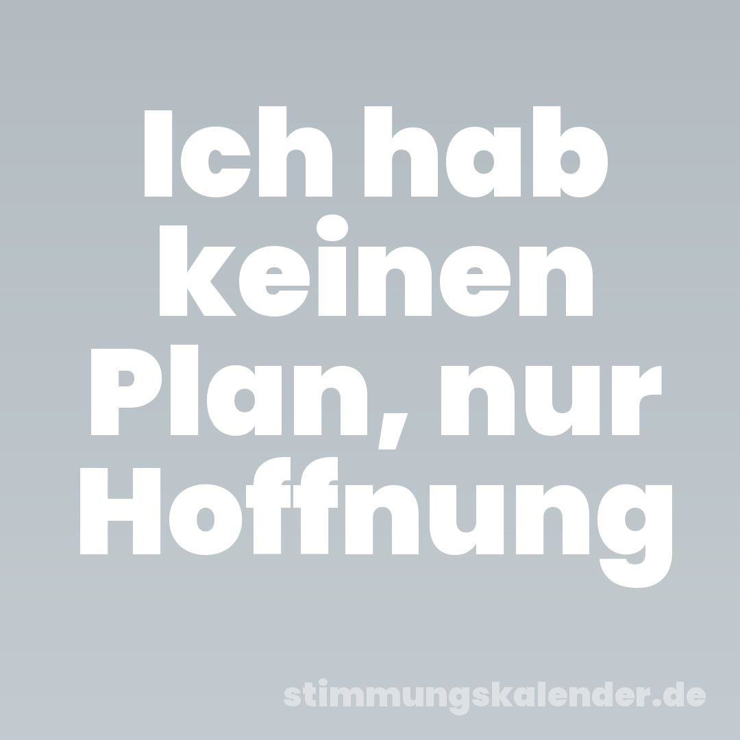 Ich hab keinen Plan, nur Hoffnung