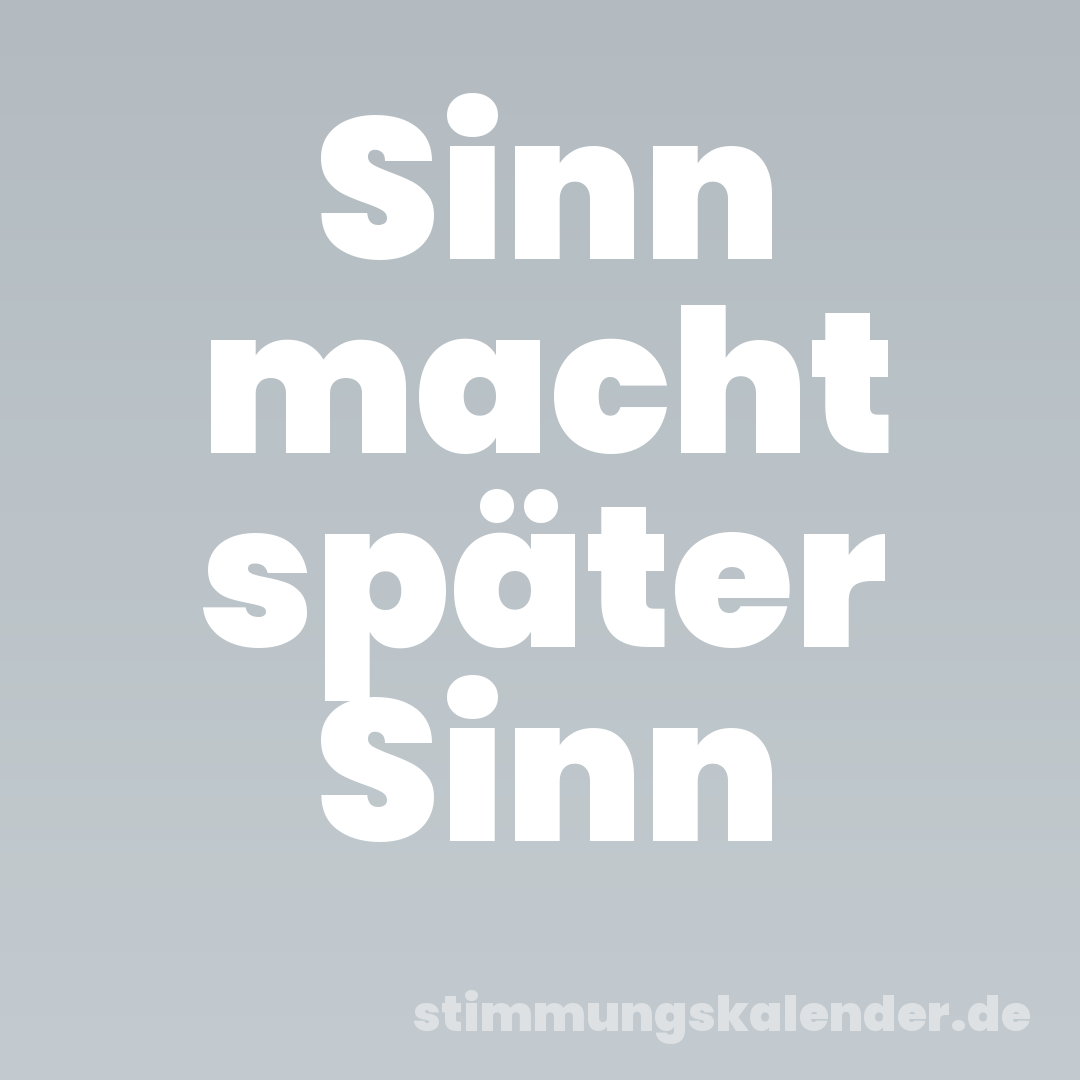 Sinn macht später Sinn