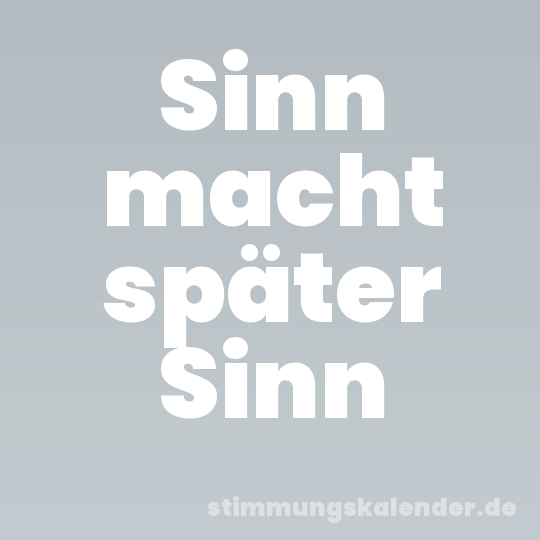 Sinn macht später Sinn