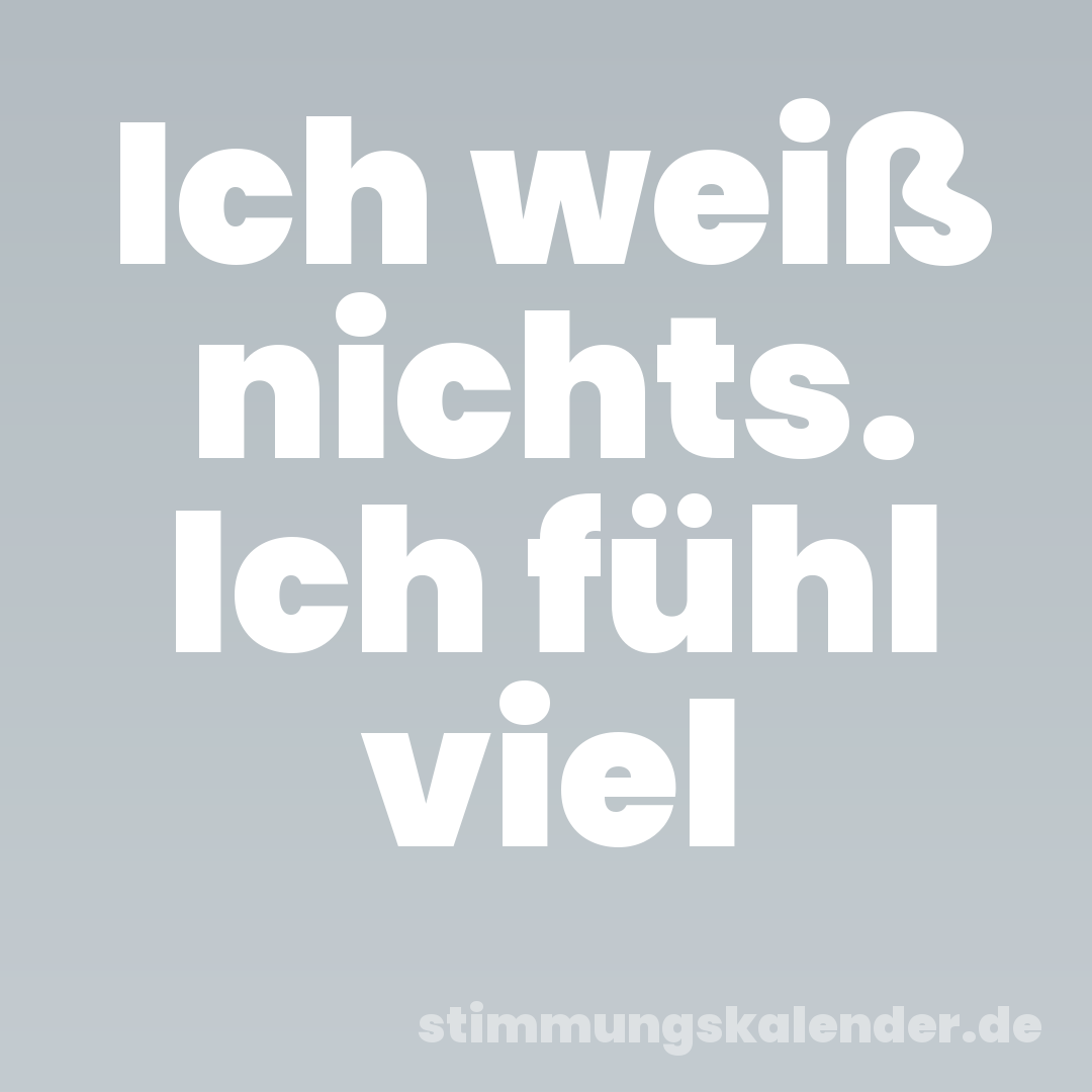 Ich weiß nichts. Ich fühl viel