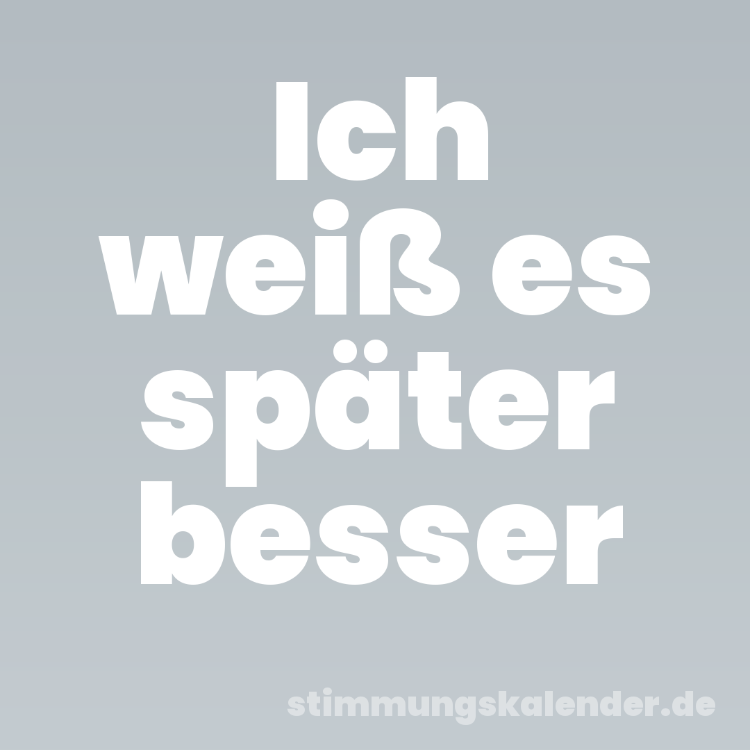 Ich weiß es später besser