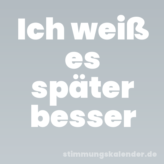 Ich weiß es später besser