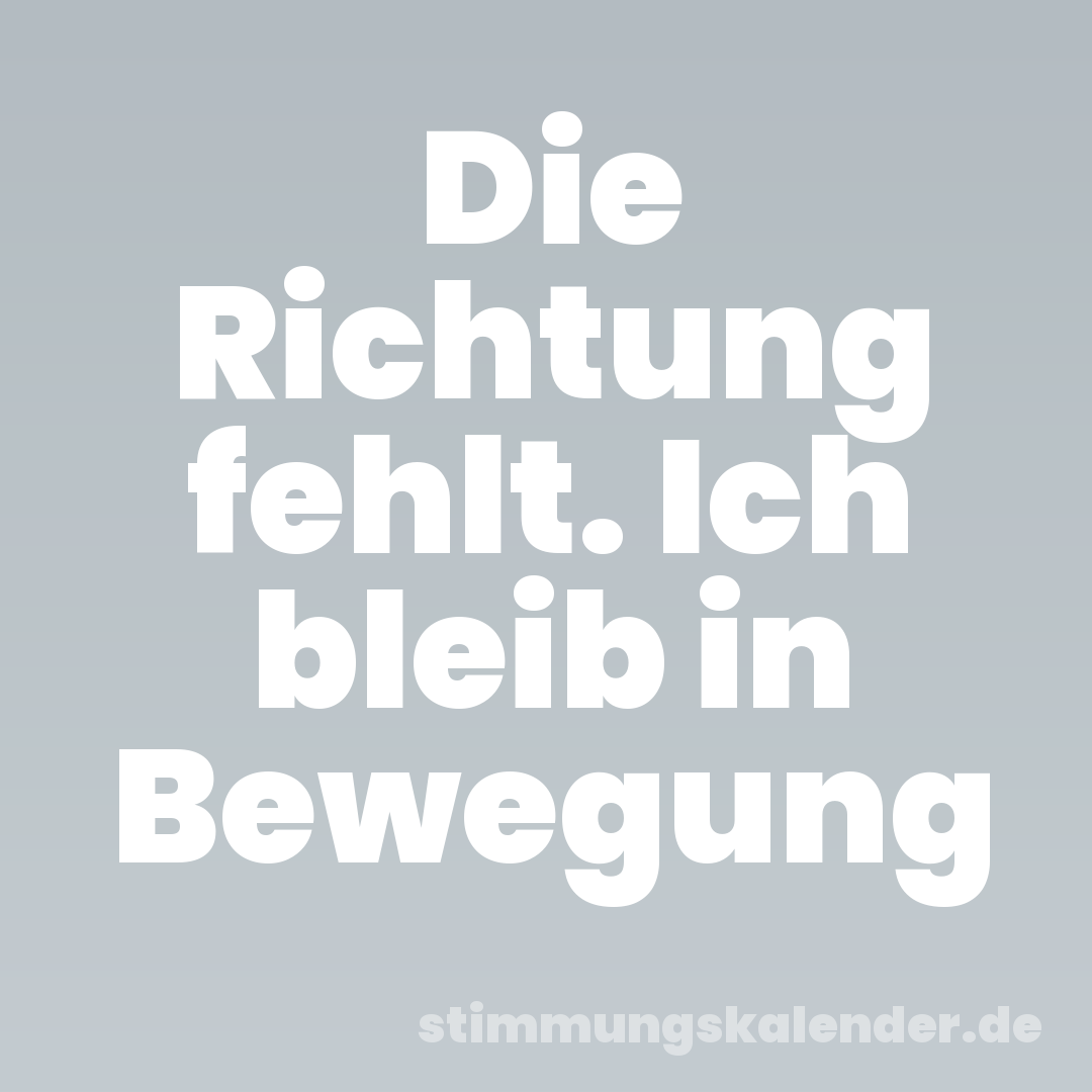 Die Richtung fehlt. Ich bleib in Bewegung
