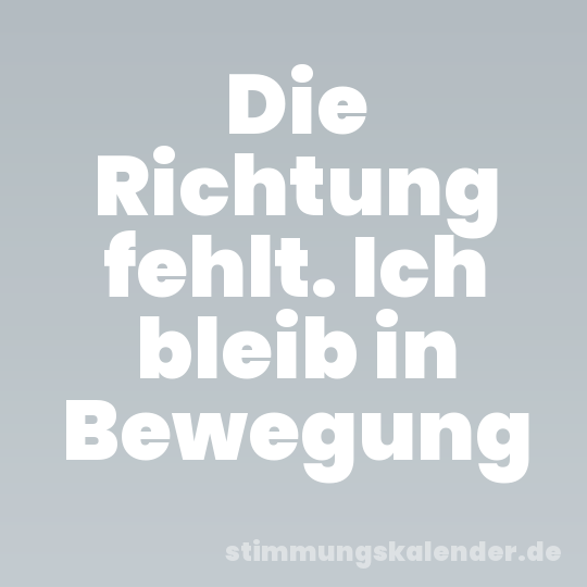 Die Richtung fehlt. Ich bleib in Bewegung